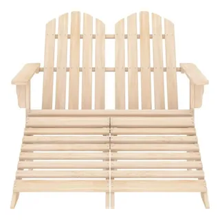 2-Sitzer Adirondack Gartenbank mit Fußstütze 119,5 x 147,5 x 89,5 cm hellbraun 315912