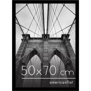 Americanflat 50x70 cm Bilderrahmen aus MDF-Holz mit Widerstandsfähiges Acryl - 70x50 cm Fotorahmen mit integrierter Aufhängung - für vertikale oder horizontale Wandmontage - Schwarz