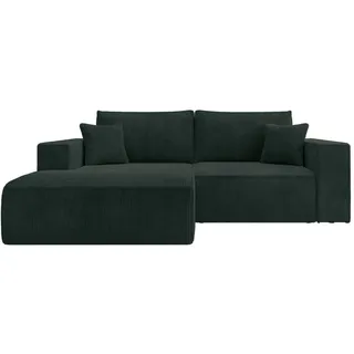 Selsey Ecksofa Farese Mini mit Cordbezug Dunkelgrün, links , Textil , Ottomane links, L-Form,L-Form , 240x167 cm , Made in Europe , Wohnzimmer, Sofas & Couches, Wohnlandschaften, Ecksofas
