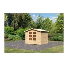 Karibu Holz-Gartenhaus Aesch Natur Satteldach Unbehandelt 242 cm x 182 cm