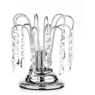 Kristall-Tischleuchte , Chromfarben , Metall, Glas , 23 cm , Lampen & Leuchten, Innenbeleuchtung, Tischlampen, Tischlampen
