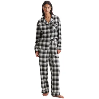 Pyjamahose MARC O'POLO "Homey Flanne", Damen, Gr. L, N-Gr, schwarz (schwarz check), Flanell, Obermaterial: 100% Baumwolle, kariert, Basic, Basic lang, Hosen Pyjamahose, mit Bindeband und Eingriffstaschen