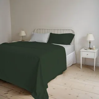 Italian Bed Linen Bettwäsche-Set naturfarben, Olivgrün/Hellgrau, für Doppelbett