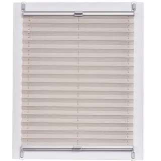 Sunlines Plissee Made in Germany, Tageslicht, Echtcrush Klemmfix, Silbergraue Schiene, 110 x 150, Stoff, Natur, 110 x 2.3 x 150 cm