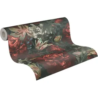 A.S. Création Vliestapete Blumen Rot Grün,