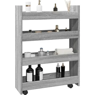BEI CLORIS Aufbewahrungswagen Schmal 4 Etagen Grau Sonoma Holzwerkstoff - Servierwagen Neu9345585 1parcel - Grau