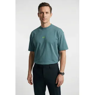 T-Shirt HUGO "Nalono", Herren, Gr. L, turquoise, aqua449, Single Jersey, Obermaterial: 100% Baumwolle, Rundhals, eingesetzt normaler Saum, Shirts T-Shirt, mit Logodruck, Oversized Look mit Backprint