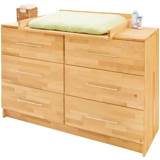 Pinolino Wickelkommode Natura Ökologische, Extrabreite Wickelkommode, Wickelfläche, Wickelhöhe, Wickelaufsatz Abnehmbar, Buche, Geölt, 85 X 75 X 94 cm
