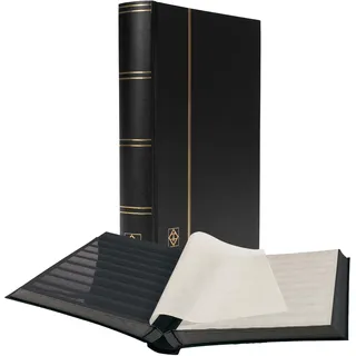 Leuchtturm1917 Leuchtturm 321487 Briefmarken-Sammel-Album - Einsteckbuch Basic - 64 Schwarze DIN A4-Seiten - unwattiert, schwarz
