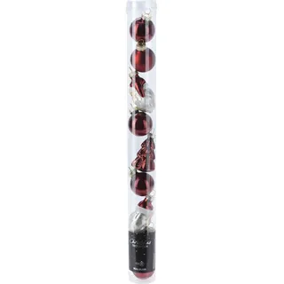 Home Styling Collection Weihnachtskugeln Verschiedene Formen 9er-Set , Rot , Glas , 3x34x3 cm , Dekoration, Weihnachtsdekoration, Christbaumschmuck