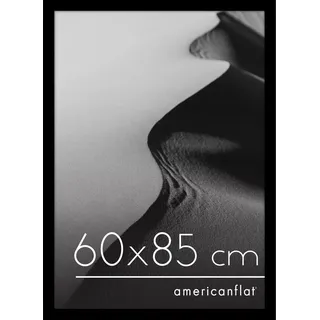 Americanflat Bilderrahmen 60x85 cm aus MDF-Holz mit bruchsicherem Plexi-Scheibe - Bilderrahmen quadratisch 85x60 mit integrierter Aufhängung für die Wand - Schwarz