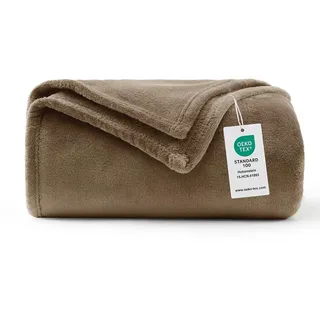 WAVVE Kuscheldecke Braun Flauschig Decke Fleecedecke - Sofadecke Klein Wohndecke Couchdecke, Decke Sofa Weich,Schokolade Hellbraun Leicht Sofaüberwurf 130x150 cm