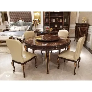 Runder Esstisch 6 Stühle Stuhl Esszimmer Komplett Garnitur Barock Rokoko Set neu
