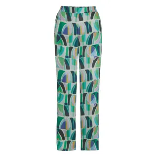 Schlupfhose GOLDNER "Kurzgröße Print Schlupfhose VERA in Grün", Damen, Gr. 20, K-Gr, grün (hellgrün, gemustert), Obermaterial: 100% Viskose CV., weit, Hosen Schlupfhose, geraffter Gummibund