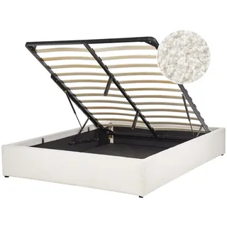 Beliani Ottomane-Bett 140/200 cm Weiß Dinan , Textil , 140x200 cm , Schlafzimmer, Betten