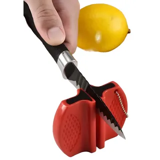 Pocket Keramik Messerschärfer, schwarz, 7,5cm x 5,8cm x 2,5cm, perfektes Ergebnis ohne Vorkenntnise dank Keramikfedern (RED)