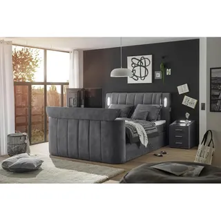 MID.YOU Boxspringbett Dallas m. LED ca. 180x200 cm Anthrazit,