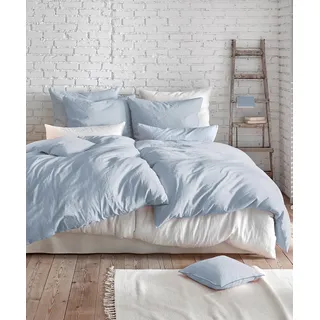 Bettwäsche FLEURESSE "Provence in Gr. 135x200, 155x220 oder 200x200 cm", blau (bleu), B/L: 200cm x 220cm, 1 Stk., 1 Stk., Halbleinen, B/L: 80cm x 80cm & 80cm x 80cm, 3 Stk., Halbleinen, Obermaterial: 50% Baumwolle, 50% Leinen, Bettwäsche, Bettwäsche, Halbleinen, 50% Baumwolle, 50% Leinen, Gr. 135x200, 155x220, 200x200cm