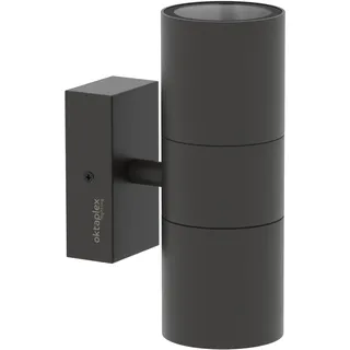 Oktaplex Chile Edelstahl Wandleuchte Aussen IP44 Anthrazit 230V Außenlampe | 2x GU10 Fassung, Up and Down Outdoor Lampe für die Wand