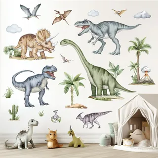 decalmile Wandtattoo XXL Dinosaurier Groß Wandaufkleber Kinder Dino Dschungel Palme Baum Wandsticker kinderzimmer Jungen Schlafzimmer Wohnzimmer Wanddeko