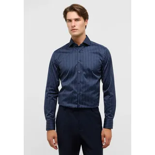 Langarmhemd ETERNA "SLIM FIT", Herren, Gr. 43, Normalgrößen, blau (navy), Satin, 100% Baumwolle, schmal, Manschette, Hemden Langarmhemd, NON IRON (bügelfrei)