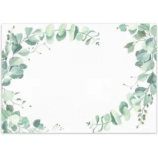 younikat 100 Tischunterlagen mit Eukalyptus Leinen Motiv I DIN A3 eckig I Platz-Set aus Papier I modernes Design I Einweg Tischset I Grün I Gastronomie und Haushalt I dv1438