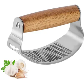 JASTOO Knoblauchpresse,Massivholz Knoblauchschneider,Knoblauchwippe aus rostfreiem Edelstahl garlic press,spülmaschinenfest,innovatives Design,Küchenhelfer,einfache Handhabung und Reinigung