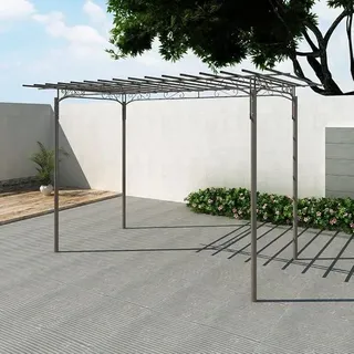 Stahl Pavillon Gartenlaube Gartenhaus Laube anthrazit 190x320 cm wetterfestes Metall für Rosen Kletterpflanzen Pergola Rankhilfe Sitzbereich Balkon Terrasse