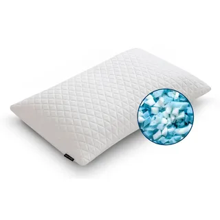 EGO Home Kopfkissen 40x80 cm mit zerkleinertem Memory-Schaum, Nackenkissen für Rückenschläfer & Bauchschläfer, Seitenschläferkissen mit Waschbarer Bezug, Memory Foam Kissen 80x40cm, ÖKO-TEX