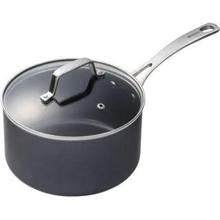 Kyocera Keramikkasserolle, Stieltopf mit keramischer Antihaft-Beschichtung, 20 cm, frei von PFAS/PTFE, Griff aus Edelstahl, für alle Herdarten geeignet, inklusive Glasdeckel, CSP-08