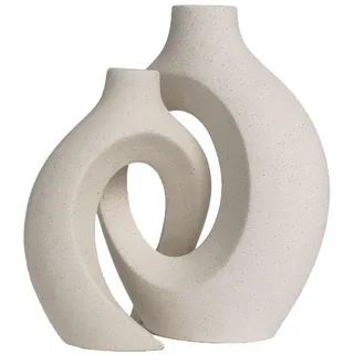 Intirilife Keramik Vase (2er-Set) , Weiß , Keramik , 22 cm , Dekoration, Vasen, Keramikvasen