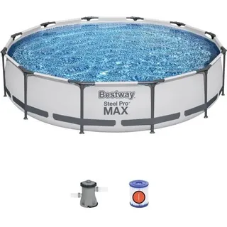 Aufstellpool Bestway Steel Pro Max, 366 x 76 cm, Rund, Inklusive Filterpumpe und Kartusche, 6473 L - Bunt