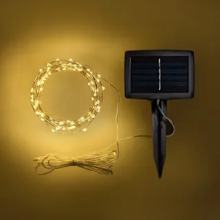 Lights4fun 100er Micro LED Solar Lichterkette warmweiß Solarlampen für Außen Gartendeko Balkon Deko