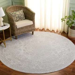 SAFAVIEH Zeitgenössische Teppich für Wohnzimmer, Esszimmer, Schlafzimmer - Reflection Collection, Kurzer Flor, Creme und Elfenbein, 160 x 160 cm