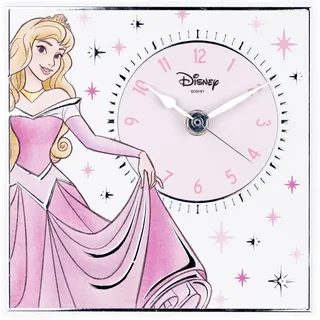 VALENTI & CO. - Disney Princess Aurora - Tisch- oder Hängeuhr aus Holz mit Details in Silber - Geschenkidee Geburt Mädchen oder Taufgeschenk - Wanduhr für Mädchenzimmer