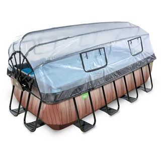 EXIT TOYS EXIT Wood Pool 400 x 200 x 100 cm inkl. Sandfilteranlage, Abdeckplane, Poolleiter, Reparaturset