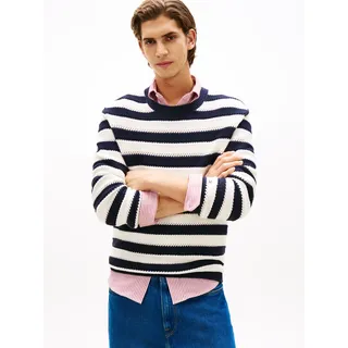 Tommy Hilfiger Rundhalspullover Schwarz / Weiß M