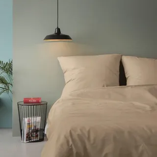 Nuit Des Rêves Ranforce Single XXL Quilt Cover Set, 100% Cotton, Beige, 155 x 220 cm | Includes 80 x 80 cm Pillowcase | Machine Washable, Elegant & Cozy Design