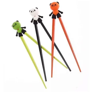 lachineuse - Chinesische Essstäbchen Panda für Kinder – 3 Paar Essstäbchen zum Lernen – Chopsticks aus Holz – Tiere – Sushi, Ramen, Nudeln & Reis – Geschenk für asiatische japanische Küche