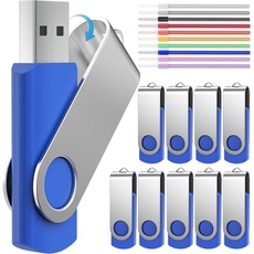 USB Stick, 4GB 10 Stück 2.0 Memory Sticks - Einklappbar Speicherstick 4 GB Flash Drive - FEBNISCTE Blau Pendrive Datenablage USB Flash Laufwerke