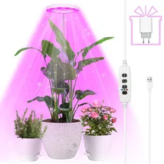 Pflanzenlampe LED, Vollspektrum Pflanzenlicht für Zimmerpflanzen,155cm Höhenverstellbares LED-Pflanzenwachstumslampe mit Zeitschaltuhr 3/9/12 Std für Große Pflanzen,3 Lichter Modi 10 Helligkeit,Weiß