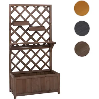 Hochbeet HWC-P68, Pflanz-/Blumenkasten Rankgitter Rankhilfe Ablage Hängekästen Holz FSC® 135x70x30cm