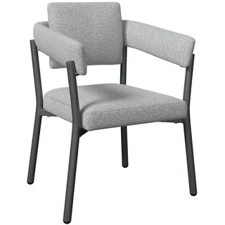 Ambia Garden Gartenstuhl , Anthrazit, Hellgrau , Metall, Textil , Rundrohr , 65x77x61 cm , inklusive Armlehnen , Gartenmöbel, Gartensessel, Gartenstühle
