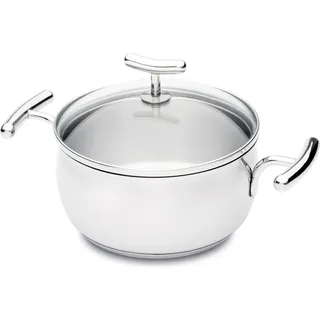 Silampos YUMI Glass 636122VJ1020 Kochtopf inkl. Deckel, Edelstahl, 20 cm Durchmesser, Induktionsherd-geeignet