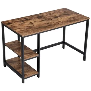 RED DECO Danny Computerschreibtisch für Heimarbeit, Arbeitstisch mit 2 Ebenen Links oder rechts, für Büro, Wohnzimmer, Metallrahmen, Industrial Holz Vintage, Metall, grau, one Size