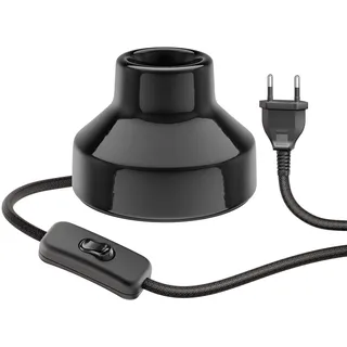 ledscom.de Tischlampe TIX, Schalter, Porzellan, schwarz, 1x E27 max. 300W