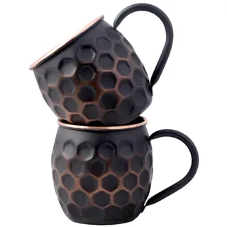 STAGLIFE 473 ml schwarze Waben-Moscow Mule-Becher, reines Kupfer, Becher zum Trinken, Geschenke für Sie und Ihn, zum Jahrestag, echte Kupferbecher für Moskau-Maultiere, echte massive Tasse, 2er-Set