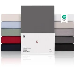 Blumtal® Premium Spannbettlaken 200x200 Topper Jersey 1er Set - Oeko-TEX zertifiziertes Bettlaken aus Baumwolle - Leintuch 200x200 Anthrazit