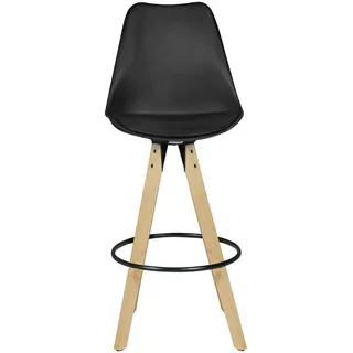 FineBuy 2er Set Barhocker Schwarz Retro Design Stoff Holz mit Lehne Design Barstuhl Retro Skandinavisch 2 Stück Tresenhocker Sitzhöhe 77 cm - Schwarz