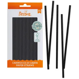 DECORA 0350102 80ER-PACK PAPIER STROHHALME BIO ABBAUBARE SCHWARZ Ø6X210MM